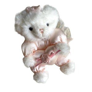 Russ Ariel Heart Bear Vintage Plush Pink White Tutu Toy